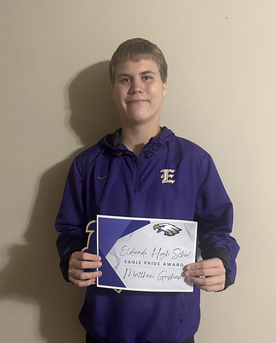 Matt Grisham - Eagle Pride Award, demonstrating a resilient spirit. Proud of you Matt!!