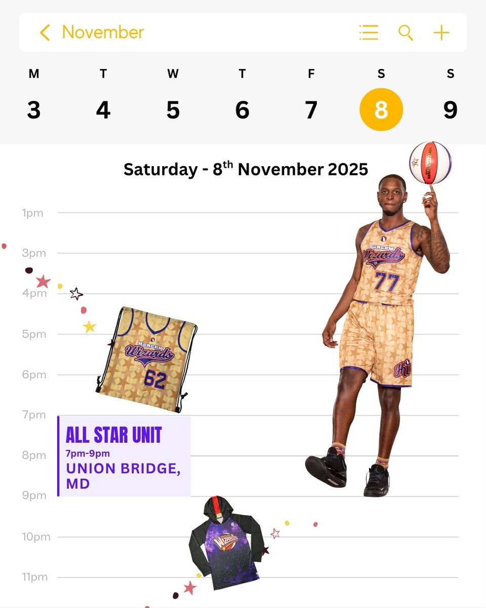 HarlemWizards's tweet photo. The Harlem Wizards are ready to bring the magic to town! Catch us LIVE tomorrow for a day packed with fun, hoops, and unforgettable moments!
https://t.co/aWbwHgMNgm
 #HarlemWizardsLive #GameDay #BasketballMagic #basketball #event #gamealert #gameon #WizardsBeyond #WizardsBeyond https://t.co/UQx2z8tzeT