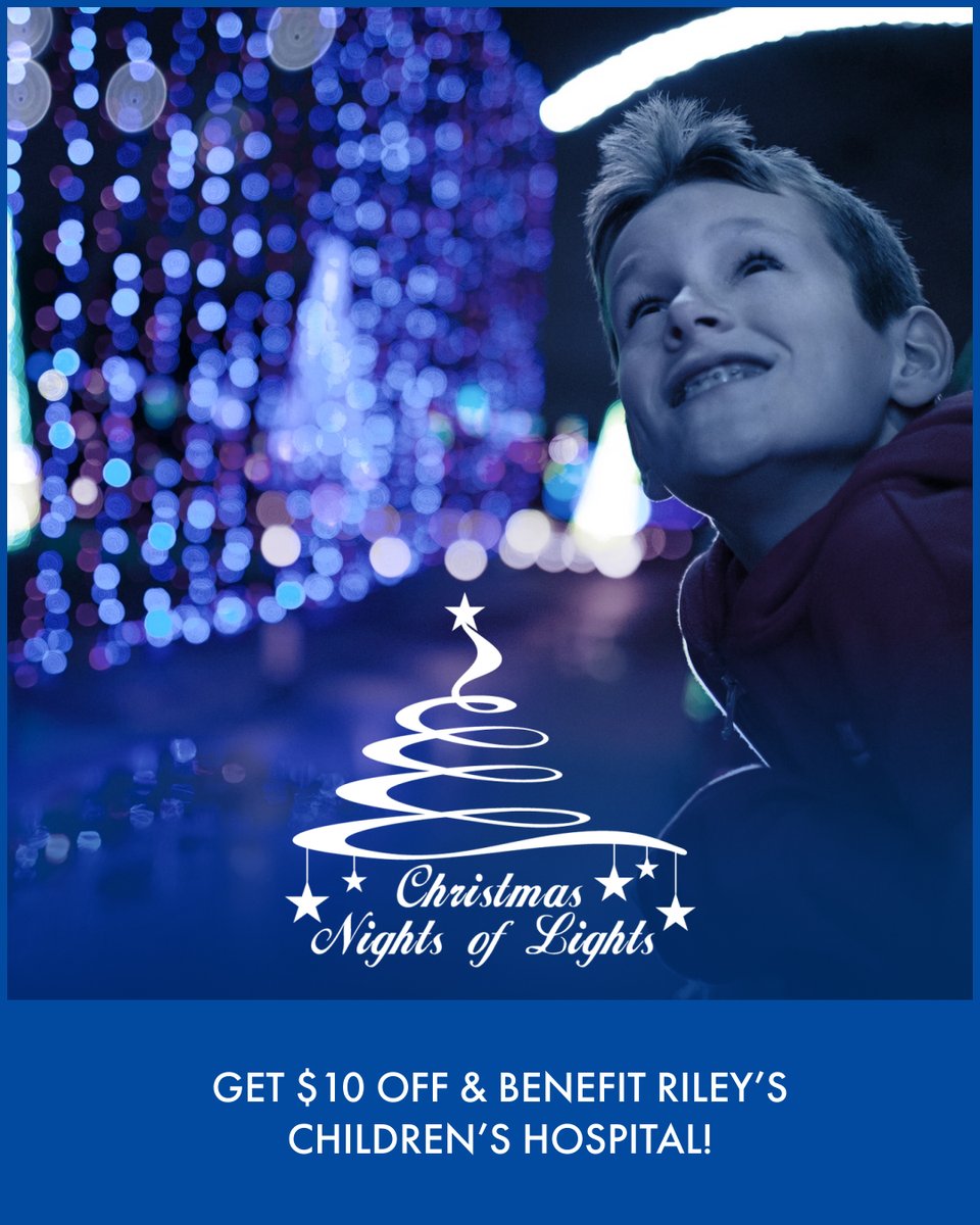 Christmas Nights of Lights opens TONIGHT! 🎄 The <a href="/IndyStateFair/">Indiana State Fair</a> hosts Indy’s largest drive-thru light show set to music! Open tonight thru December 31 - rain, shine, or snow. 🌦️☀️❄️

Get discounted tickets by using our promo code: RILEY25 for $10 off! $5 goes to <a href="/RileyKids/">Riley Children's Foundation</a>!