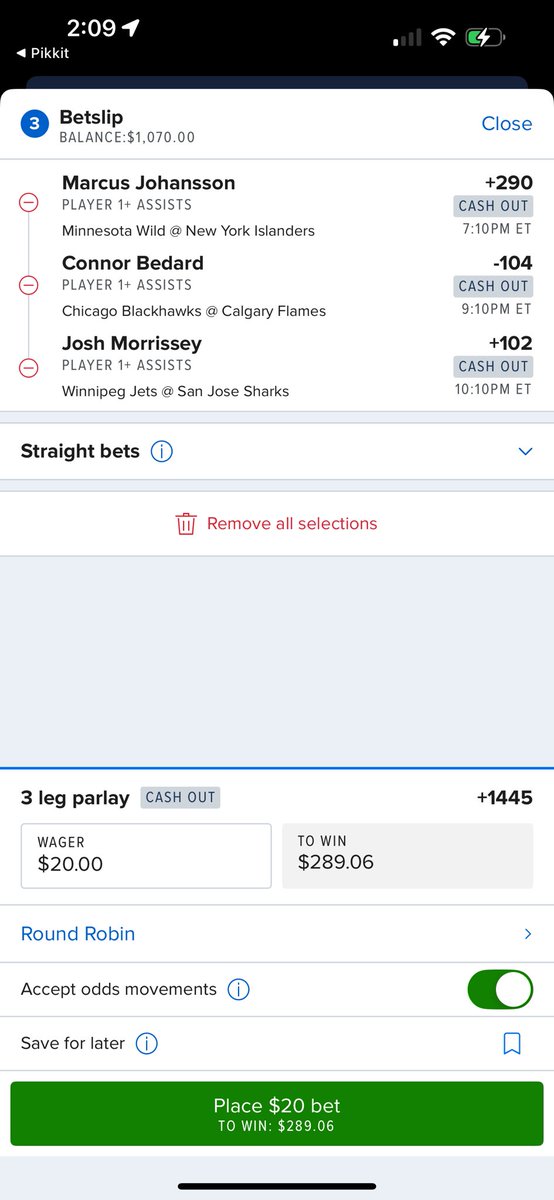 YetiBets1776's tweet photo. ๐๐๐ Assist Parlay (.4u)
Marcus Johansson 1+ ๐ (+290)
Connor Bedard 1+ ๐ (-104)
Josh Morrissey 1+ ๐ (+102)
+1445 total ๐ $20 to win $289
Cooked this one up with the bro @kanersdriver ๐ง
Taxi x Yeti collab โ letโs ride ๐ช #NHLBets #PuckPicks #NHLProps #YetiBets https://t.co/qGxwPNOInf