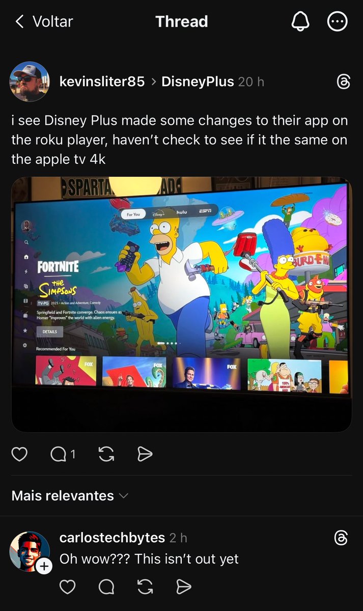 curiosibuck's tweet photo. @InfoDisneyHulu Você acha que essa nova interface será lançada internacionalmente? Ou será apenas nos EUA? https://t.co/5ztMSJzL2o