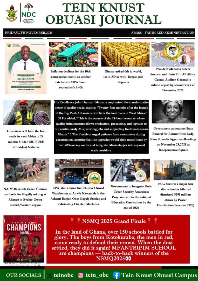 TEIN COMMUNICATIONS BUREAU PRESENTS🇰🇼🇰🇼🇰🇼🇰🇼🇰🇼:
Your TEIN &amp; NDC Weekly Journal is here!
Stay informed, stay connected, get the latest updates, insights, and highlights shaping our movement.
✊🏽 #TEIN #NDCYouth