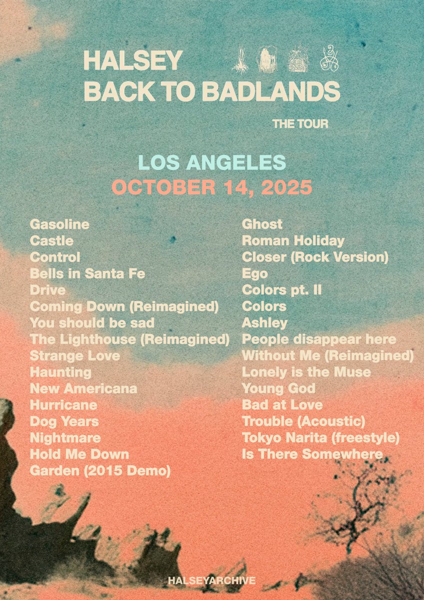 Guys, I made the setlists for each concert Halsey played so far if you're interested. I will be uploading new ones as the shows happen.  #BackToBadlands 

Download here: drive.google.com/drive/folders/…
