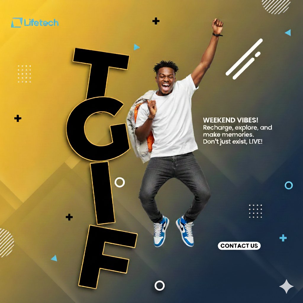 Ltconsults's tweet image. TGIF! 💡
The weekend is here, but innovation never sleeps!

Stay inspired, stay connected, that’s the LifeTech spirit. 😊

#tgif #lifetech #innovation #techvibes #fridayenergy