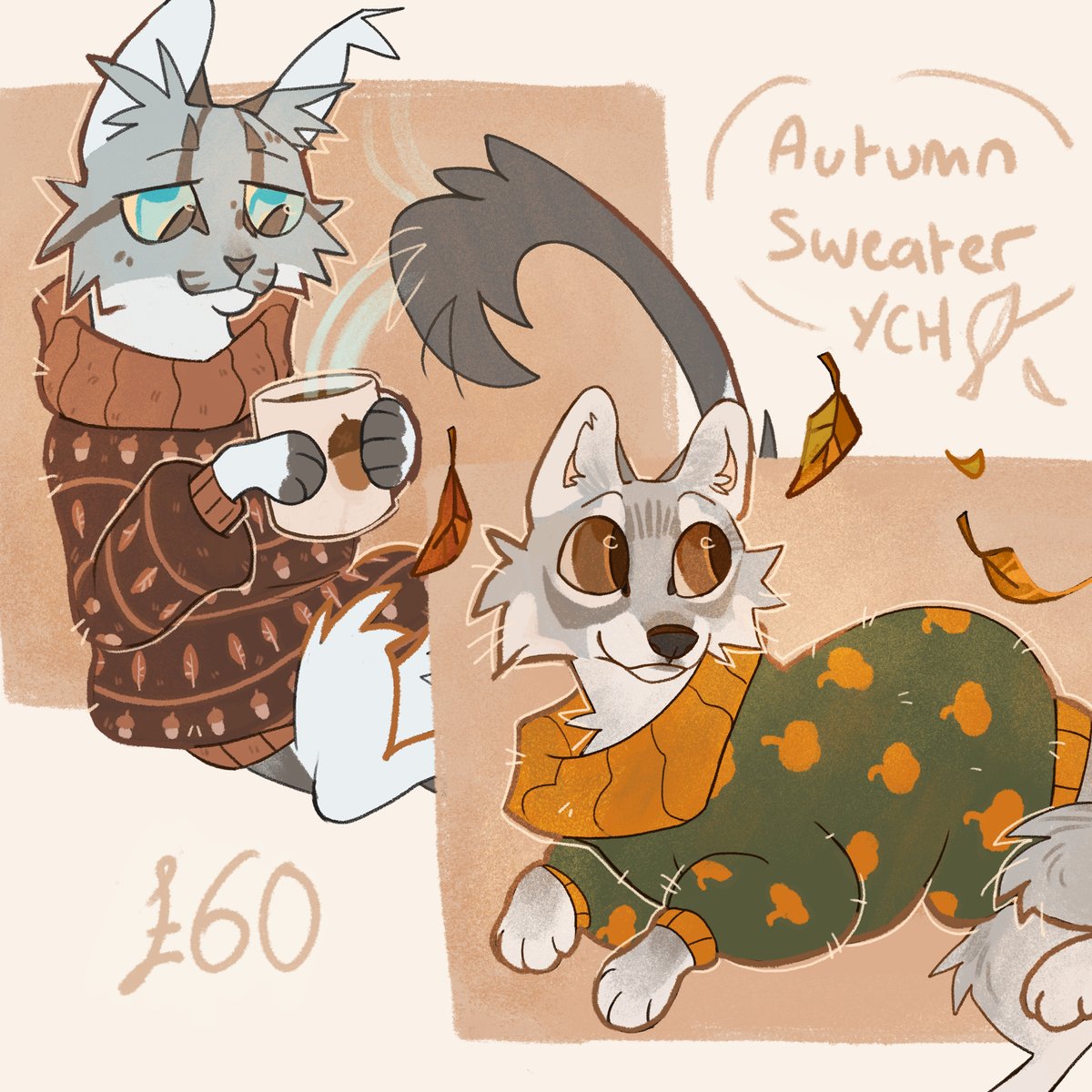 Opening 5 slots of these autumn sweater YCHs 🙏