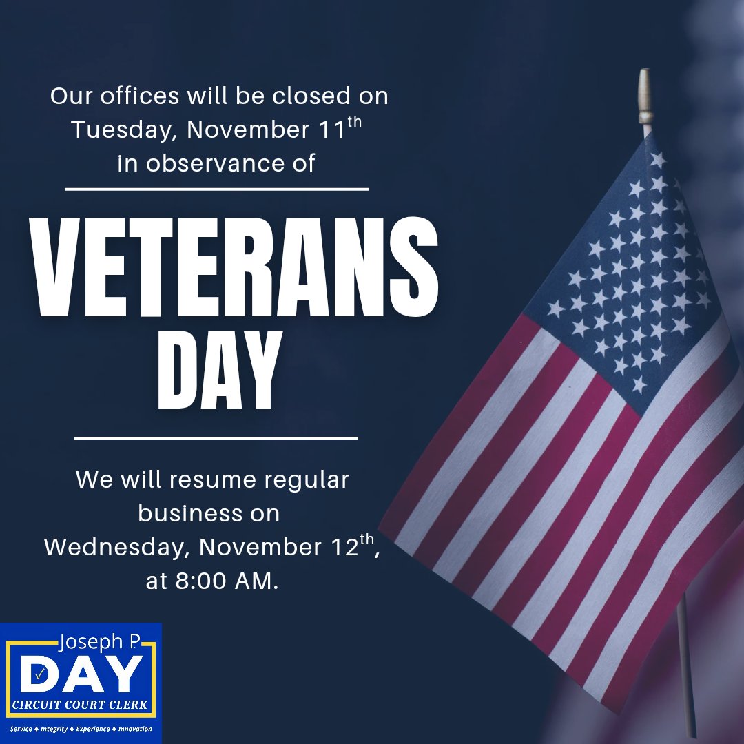 MetroCircuit's tweet image. Our offices will be closed on Tuesday, November 11, 2025, in observance of Veterans Day. We will resume regular business on Wednesday, September 12th, at 8:00 AM. Please remember that E-Filing is available 24/7 for filings to be submitted.
