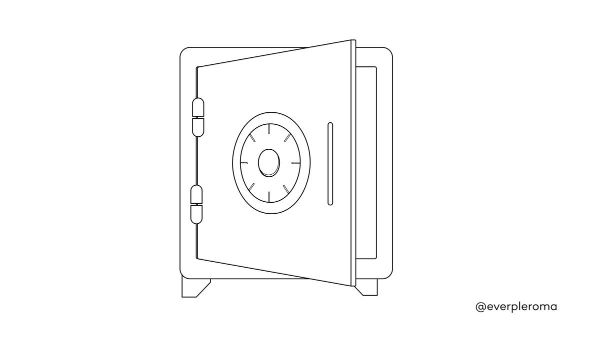 everpleroma's tweet image. Happy new week!

Yes, it&apos;s a safe. (My puns are not safe, however... I&apos;ll see myself out).

This was a super fun one, building all the details piece by piece: the dial, the hinges, and the thick door. 

Here’s the step-by-step illustration. 

Can&apos;t wait to add color to this!