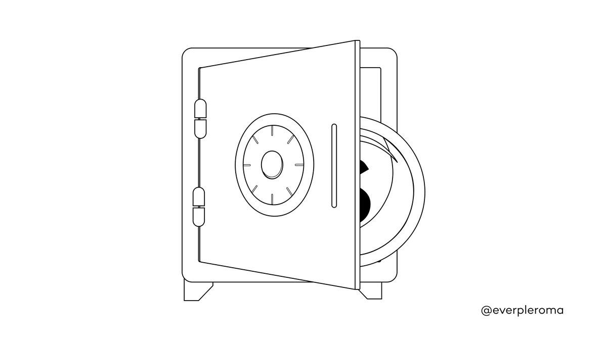 everpleroma's tweet image. Happy new week!

Yes, it&apos;s a safe. (My puns are not safe, however... I&apos;ll see myself out).

This was a super fun one, building all the details piece by piece: the dial, the hinges, and the thick door. 

Here’s the step-by-step illustration. 

Can&apos;t wait to add color to this!