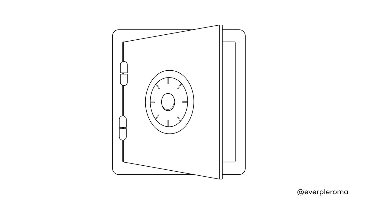 everpleroma's tweet image. Happy new week!

Yes, it&apos;s a safe. (My puns are not safe, however... I&apos;ll see myself out).

This was a super fun one, building all the details piece by piece: the dial, the hinges, and the thick door. 

Here’s the step-by-step illustration. 

Can&apos;t wait to add color to this!