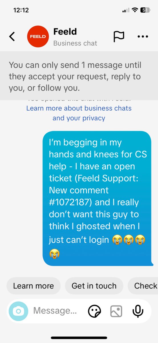 suntann23's tweet photo. @feeldCo Begging and pleading for an update on an open CS ticket (#1072187) - I’ve been locked out of my account since this AM and have a date this evening and the suitor is going to think I ghosted! Please help!!! I keep getting notifications but can’t login 😭😭 #cuffingszn https://t.co/mU6WpqPeG5