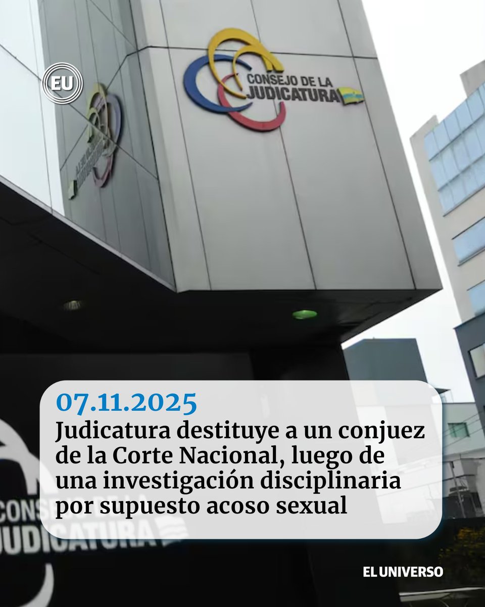 eluniversocom's tweet photo. #Judicatura destituye a un #conjuez de la Corte Nacional, luego de una investigación disciplinaria por supuesto acoso sexual https://t.co/jSe4zjY6pb https://t.co/VSkDg4ZSIU