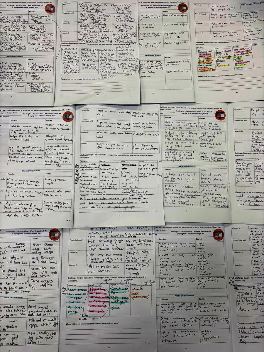 An hour to summarise vitamins, their function and sources before using the information to plan a balanced daily range of meals for a teenager. I think you’d agree that our Year 7 smashed it <a href="/StGabsBury/">St Gabriel's RC High School</a>