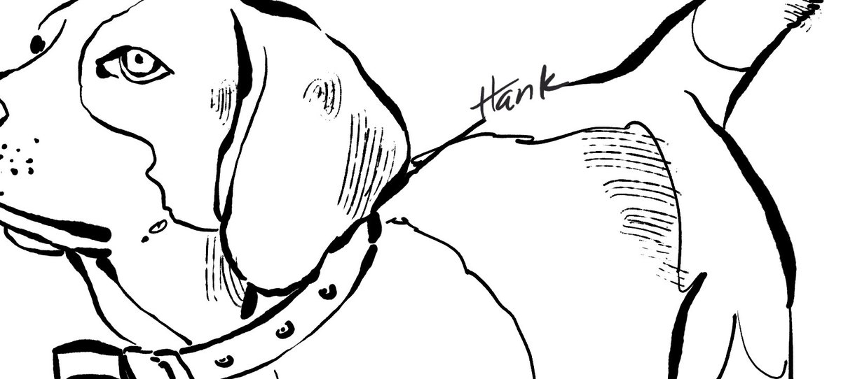 HallCreativeFL's tweet image. Quick question: 
Should I include the pet’s name within the drawing?
Here’s “Hank,” with his name added on the artwork.
A — Yes, include the name.
B — No, just the fur.

If this were your pet, which would you choose — A or B?