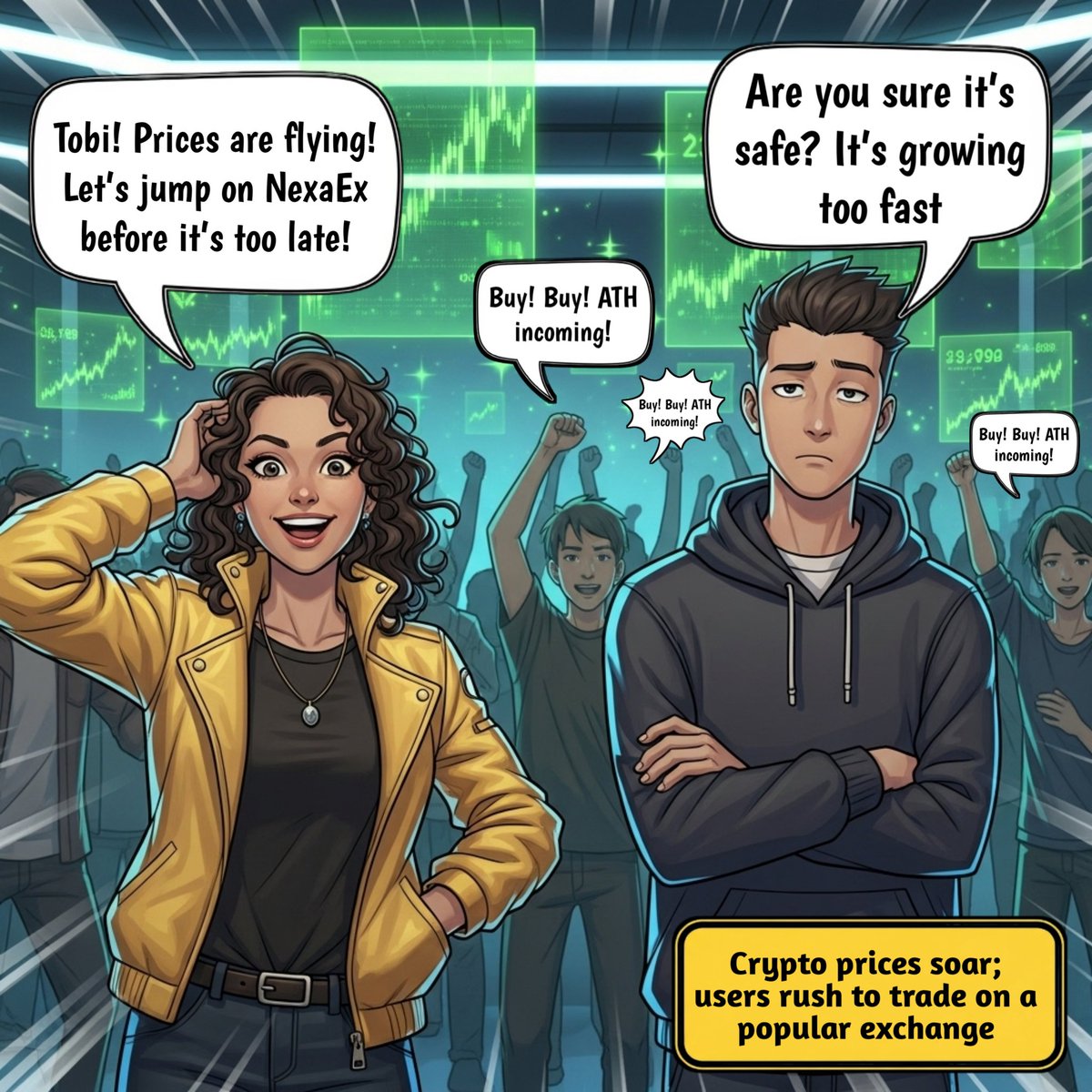 AxandraDee's tweet photo. 🎬 THE EXCHANGE EXPLOIT AND HOW @GeeqOfficial SOLVES IT‼️‼️📌📌– A WEB3 DRAMA COMIC (7 SLIDES)

Slide 1 – The Hype Begins 😁😁😁 https://t.co/0jutA8cHqh