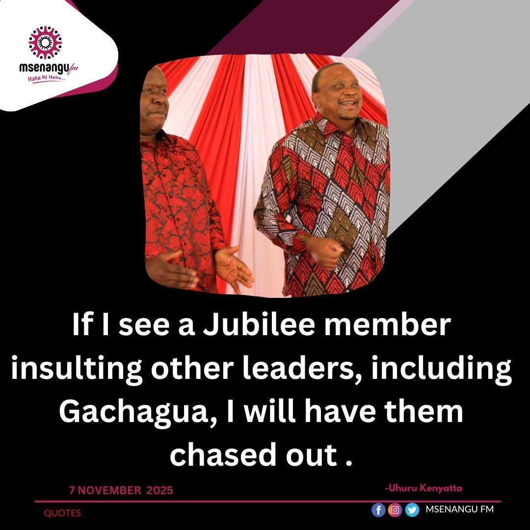 If I see a Jubilee member insulting other leaders, including Gachagua, I will have them chased out