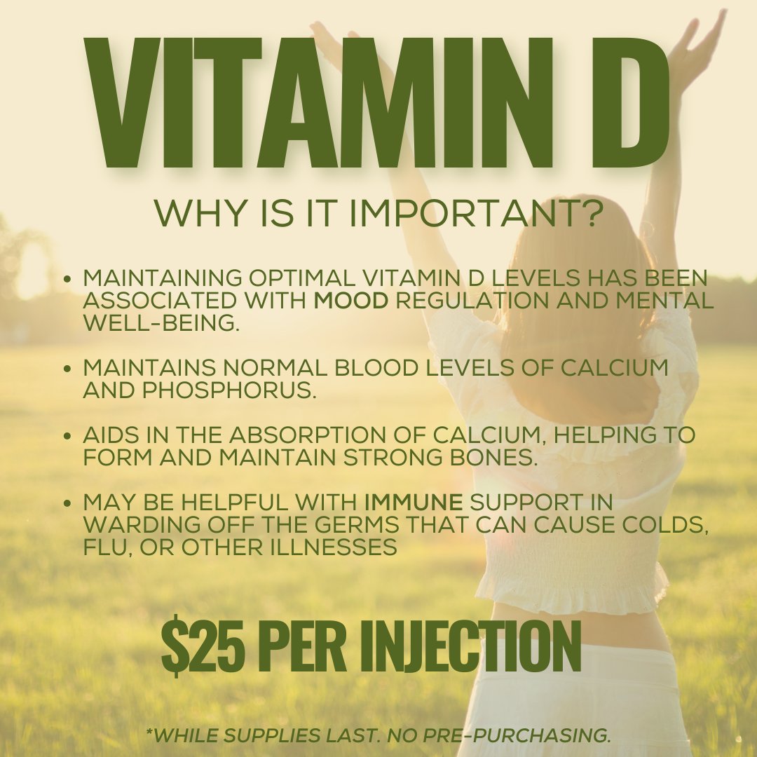 MWeightControls's tweet image. ☀️ Feeling tired, run-down, or in need of an immune boost? It might be time to check your Vitamin D levels! Give your body the sunshine support it deserves this season — stronger immunity, better mood, and overall balance from within. ✨

📍Available now at our Corona location
💉…