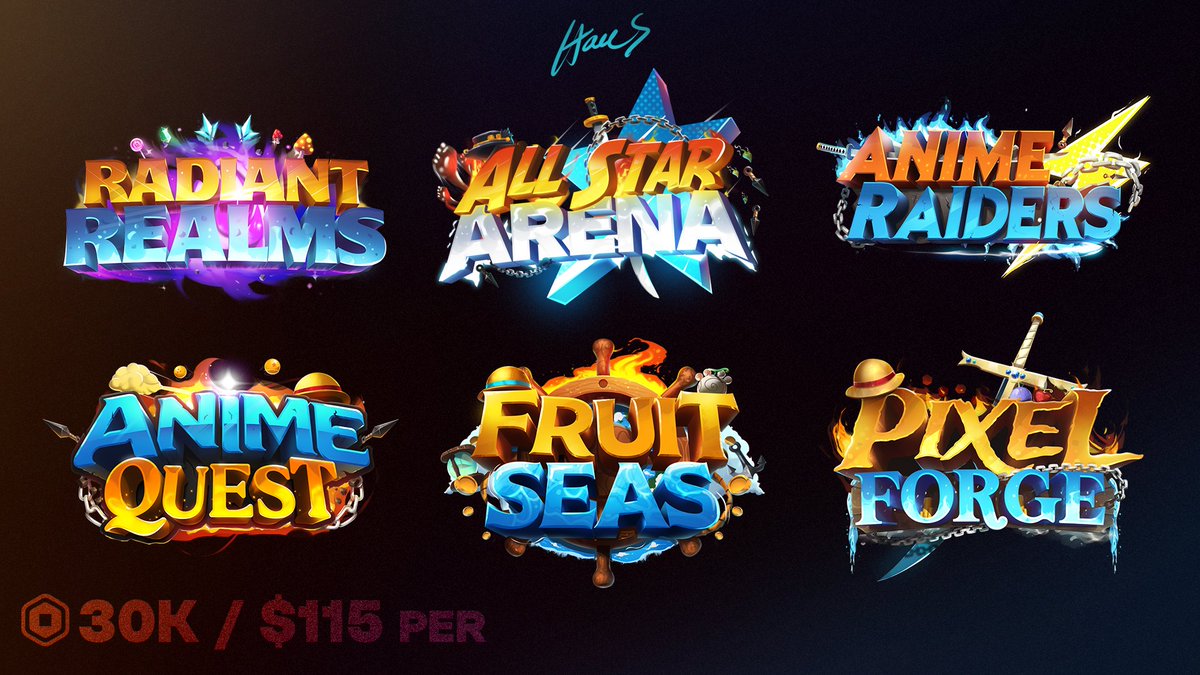 Commissions are open!

Here's some logos that I've done that follow similar color schemes.

If you're interested in ordering:
Discord - adrianrblx
or DM me.

Retweets and likes appreciated!
#ROBLOX | #ROBLOXDev