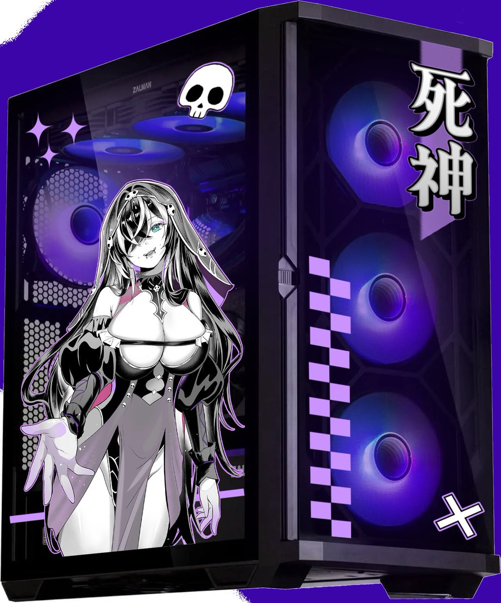 GremTheReaper's tweet image. Whether you just like the case or want the whole PC:

Onion Garden Computer's have you covered!!

Get my beautiful PC (OR JUST THE CASE) On their website~

#Vtuber merch to a powerful new degree~

Launched just today~ 👀 
Sleek and Ethereal 😩✌️
Check out our Lovely Shinigami PC
