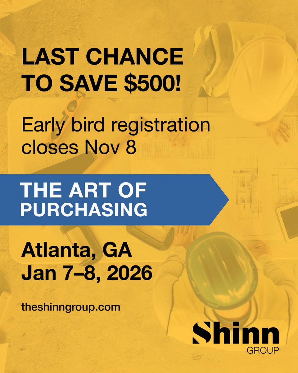 Early Bird Ends Tomorrow!

The Art of Purchasing, designed to help builders improve profitability with smarter, more effective purchasing strategies. Boost profitability by up to 5%

🔗 Register now: hubs.li/Q03S5sxc0 

#HomebuildingLeadership #ConstructionTraining