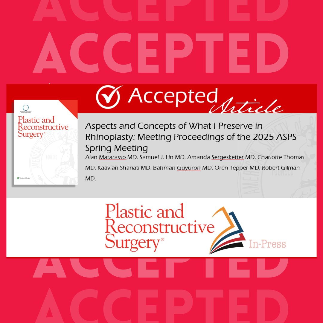 DrAlanMatarasso's tweet image. Dr. Matarasso discussing his rhinoplasty techniques at the annual Spring Meeting of the ASPS. Read &quot;Aspects and Concepts of What I Preserve in Rhinoplasty: Meeting Proceedings of the 2025 ASPS Spring Meeting&quot; on PRSJournal.com coming soon. #PlasticSurgeonMatarasso #asps