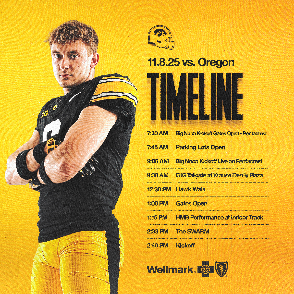 TheIowaHawkeyes's tweet photo. Tomorrow's itinerary 😎

Gameday info ➡️ https://t.co/fZESxBazBI

@HawkeyeFootball x #Hawkeyes https://t.co/Oh8jLriFMg