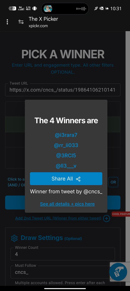 مبرووووك 🎊
Congrats xpickr Winners - built by  <a href="/i3rara7/">هيام🇸🇦</a> 325
<a href="/rr_ii033/">أَفنان</a> 325
 <a href="/3RCl5/">R ୨ৎ</a> 60
<a href="/ll3___v/">Ł 🦕‏</a>  60