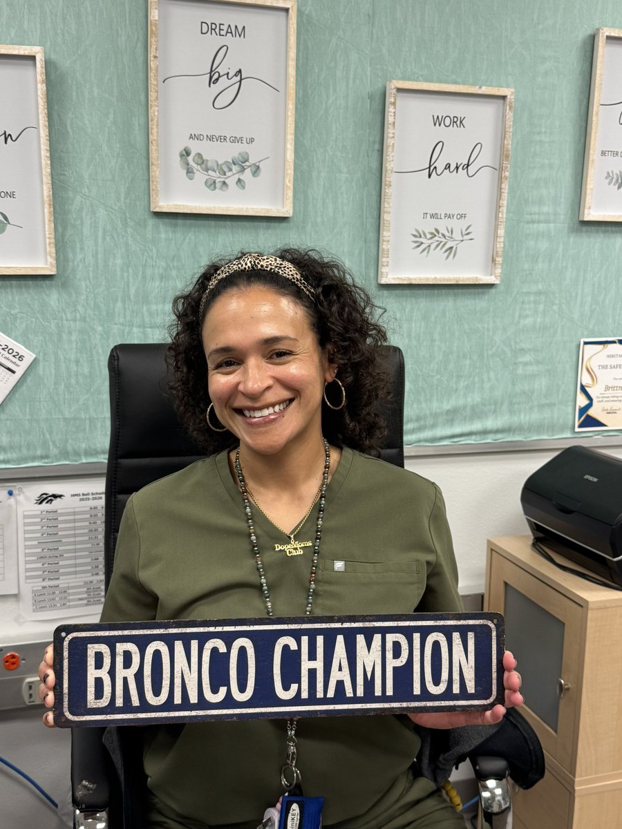 Nurse Morris is a Bronco Champion!! She cares for our students and helps us prepare for emergencies every day. Thanks for keeping us safe and healthy, Mrs. Morris! 💙💛 #BroncoChampions <a href="/HeritageBroncos/">Heritage Broncos</a>