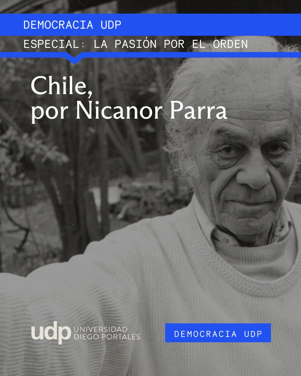 Democracia_UDP's tweet image. 📖 En el marco del especial “La pasión por el orden”, te invitamos a leer el poema Chile, del antipoeta Nicanor Parra. Texto publicado en el libro Obra Gruesa de 1969.
#NicanorParra
#Orden
#democracia