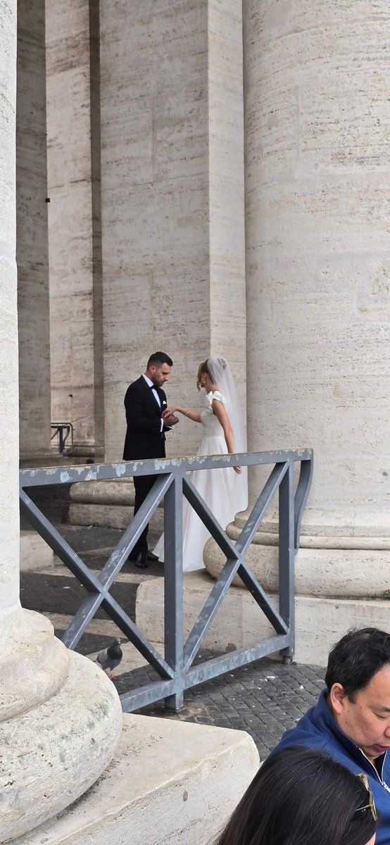 bombski's tweet photo. Today in St Marks Square in the Vatican City we saw this couple getting married, the venue slightly overshadowed my own wedding 30 years ago this week at our local miners welfare in Nottinghamshire. https://t.co/wHkUEBAguQ