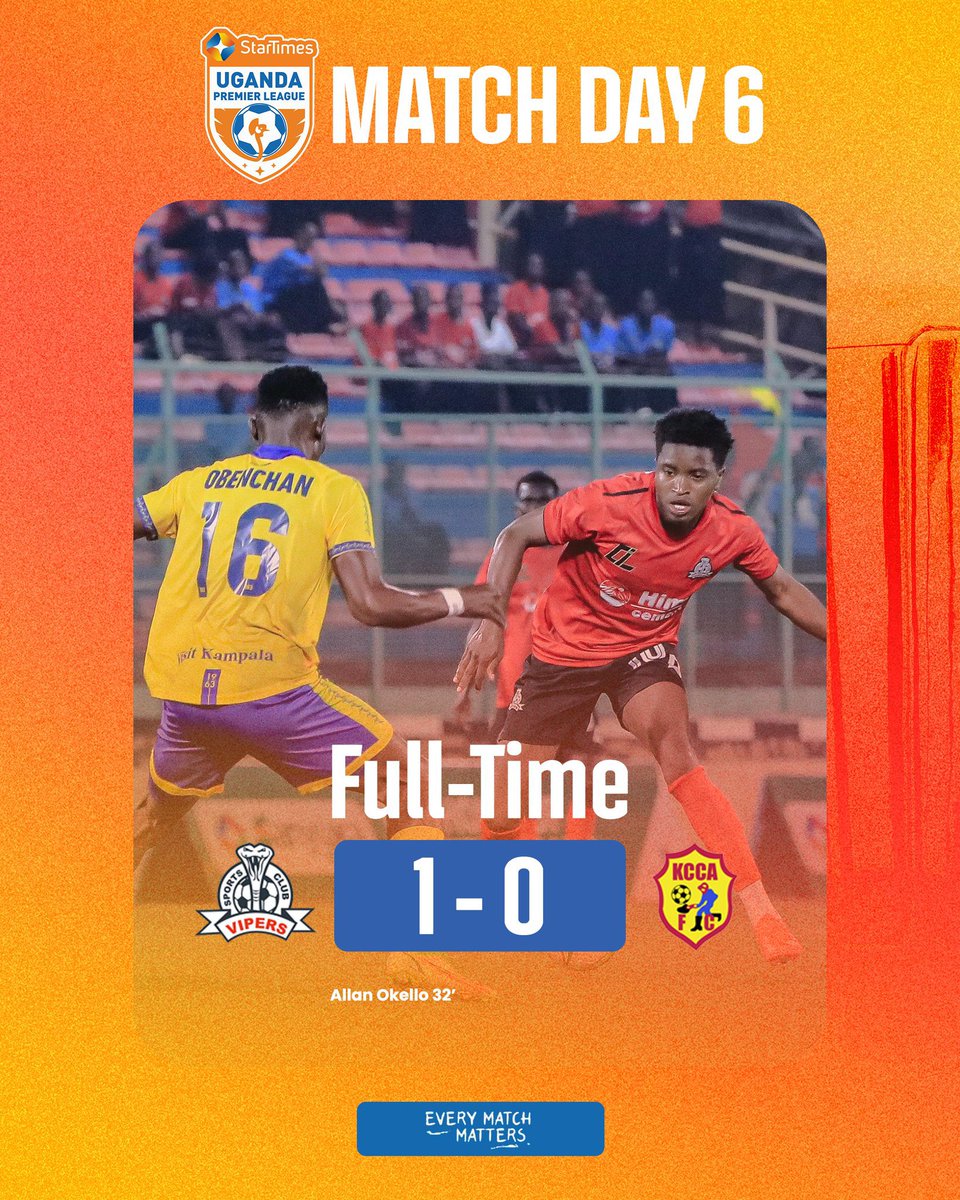 Radio4UG's tweet photo. Full-time! 

Vipers SC 1-0 KCCA FC

⚽ Allan Okello

#VIPKCC || #StarTimesUPL || #Radio4UG https://t.co/5gs1PXgAPy
