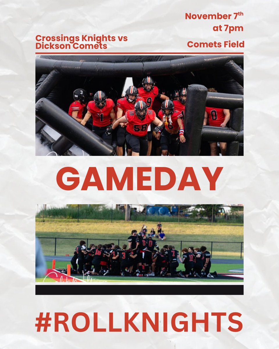 Last Game Of The Year!🏈

Come out and support the Knights one last time this season!

🏈 Knights vs Comets
📍 Comets Field
⏰ 7pm

#RKR #AllOut
