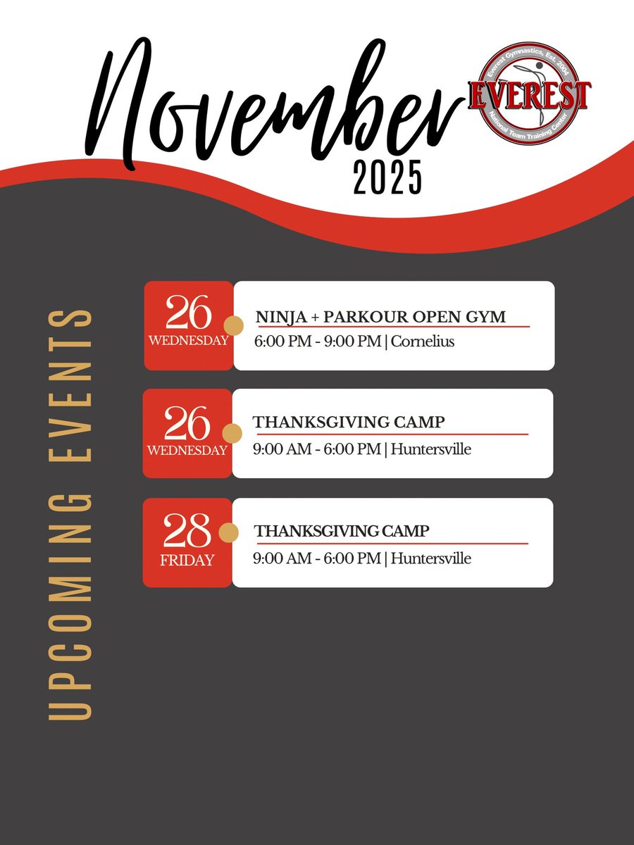 EverestGym's tweet photo. Bring your little ones for open gym playtime designed just for them — safe, fun, and full ofGet ready for a fun-filled November at Everest! 🍂 https://t.co/uuXEc49Q9r