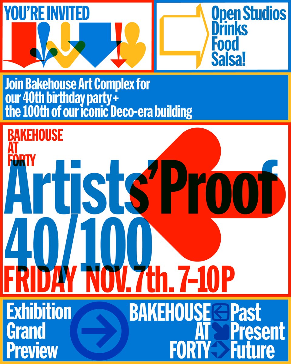 #ArtParty --> You’re invited to Bakehouse’s 40th birthday bash TONIGHT Friday, November 7th from 7 – 10pm! Join the Bakehouse Art Complex for their 40th Birthday Party + the 100th of their Iconic Deco-Era Building. PURCHASE TICKETS via link <a href="/BACMiami/">BakehouseArtComplex</a> 
themiamiartscene.com/event/bakehous…