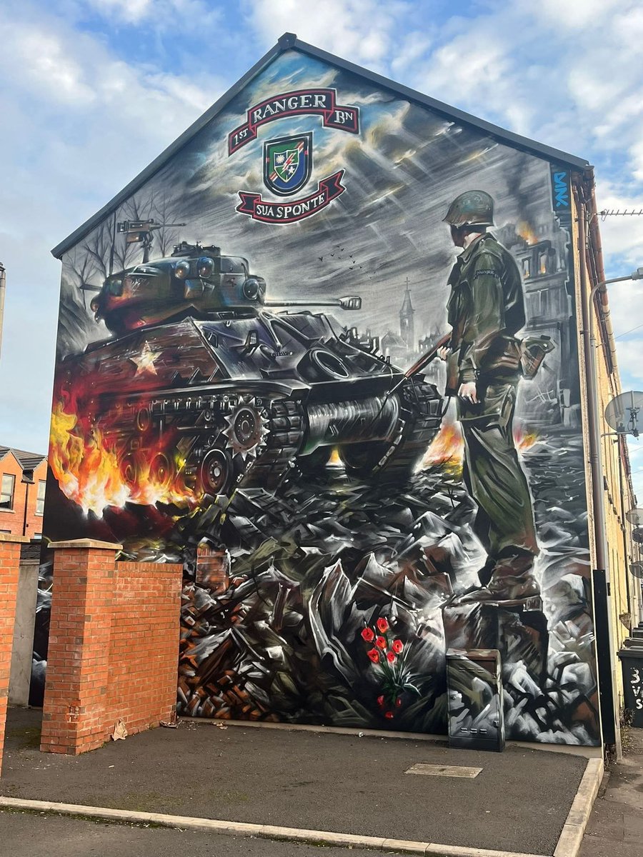 <a href="/POTUS/">President Donald J. Trump</a> New mural in Carrickfergus, Northern Ireland in commemoration to the 1st Ranger Battalion, US Army, who were activated in Carrickfergus in June 1942.

Already been attacked by Sinn Fein/IRA supporters who hate ALL Armed Forces who fight Terrorism over the world.

Well done