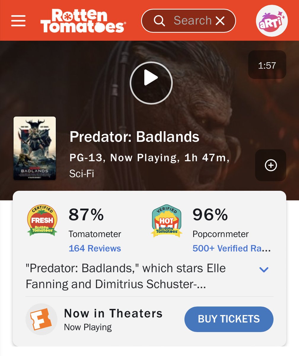 Audiences everywhere are LOVING Predator: Badlands! Now playing on Ciné XL <a href="/HarkinsTheatres/">Harkins Theatres</a> click 🔗 for tix 🍿: harkins.com/theatres/brick…