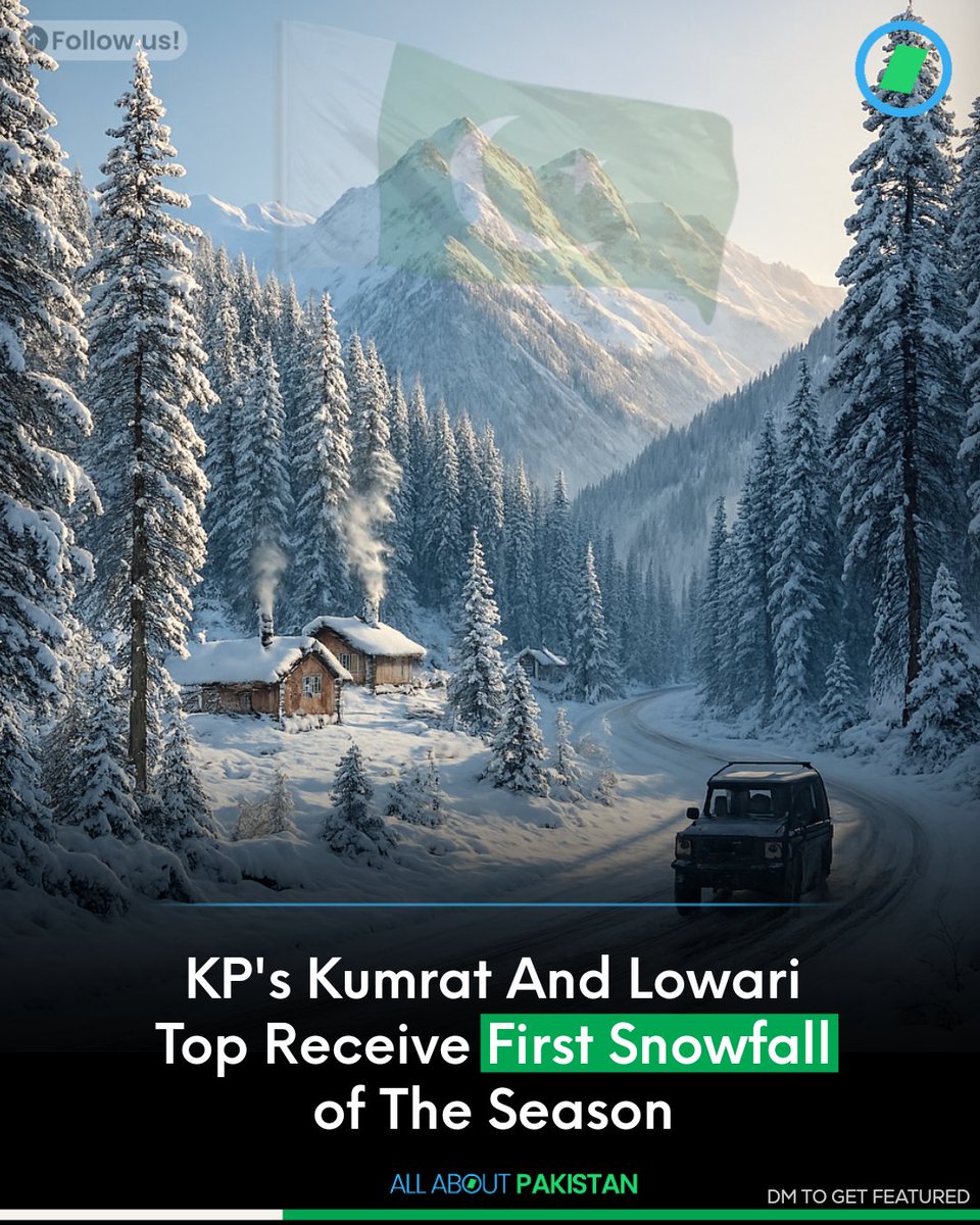 Aboutpakistan90's tweet image. The scenic valleys of Kumrat and Lowari Top in Khyber Pakhtunkhwa (KP) witnessed their first snowfall of the season, blanketing the region in breathtaking white scenery.

#Pakistan #Kumrat #Snowfall #Lowaritop #winter #viral