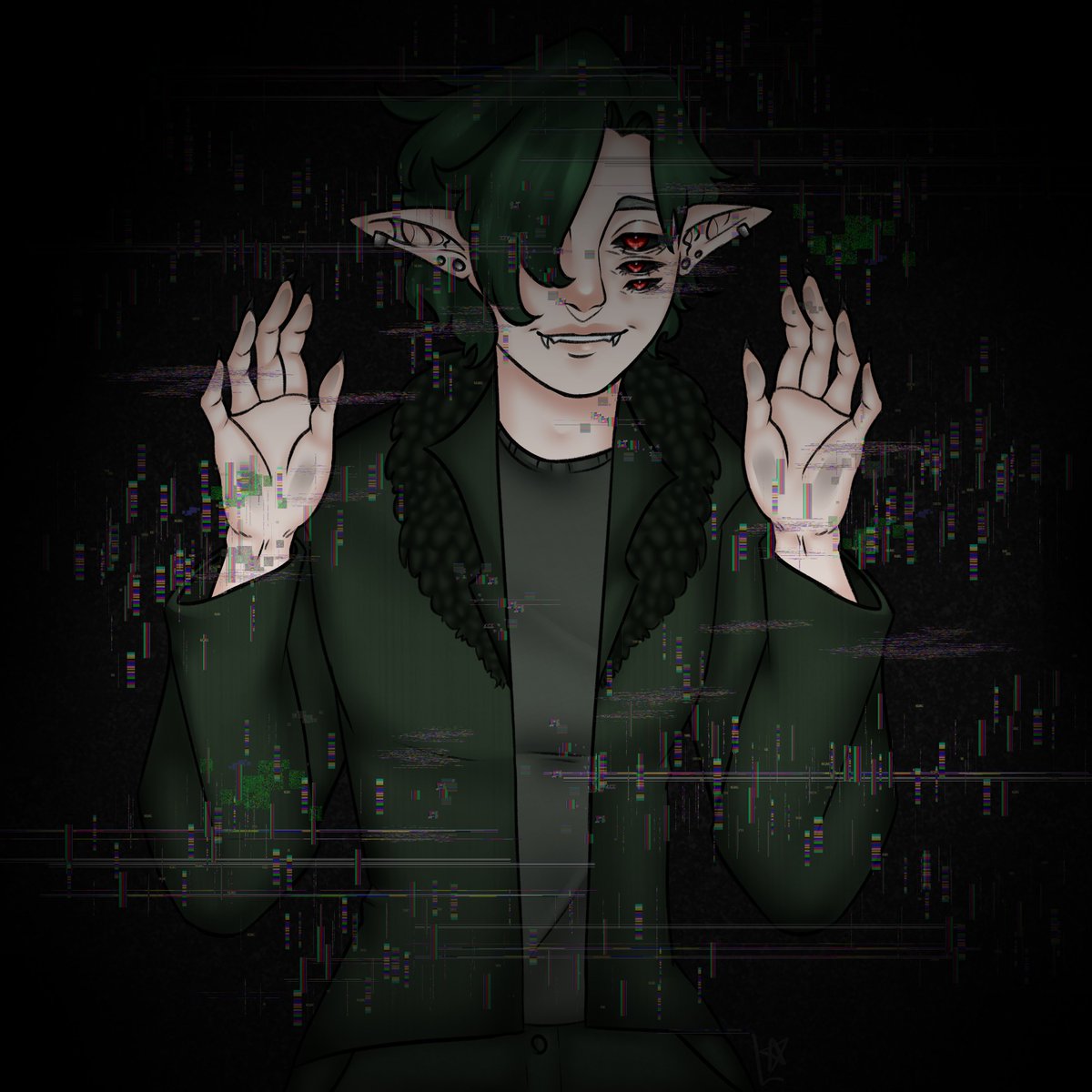 Lowuart's tweet image. Glitchy comm for @OlixusVt / @Olixus_vt 
ekekeke, also i did a png avatar for him, hehE-

Goofy tags;;
#artmoots #VgenOpen #VGenComms #commissionsopen