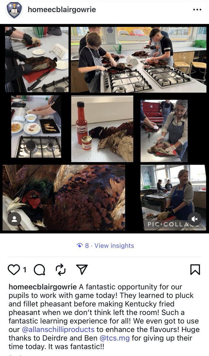 BHSHomeEc's tweet photo. Great day in the department making Kentucky fried pheasant! We will be collecting feathers for weeks! https://t.co/wwkAxWjfY6