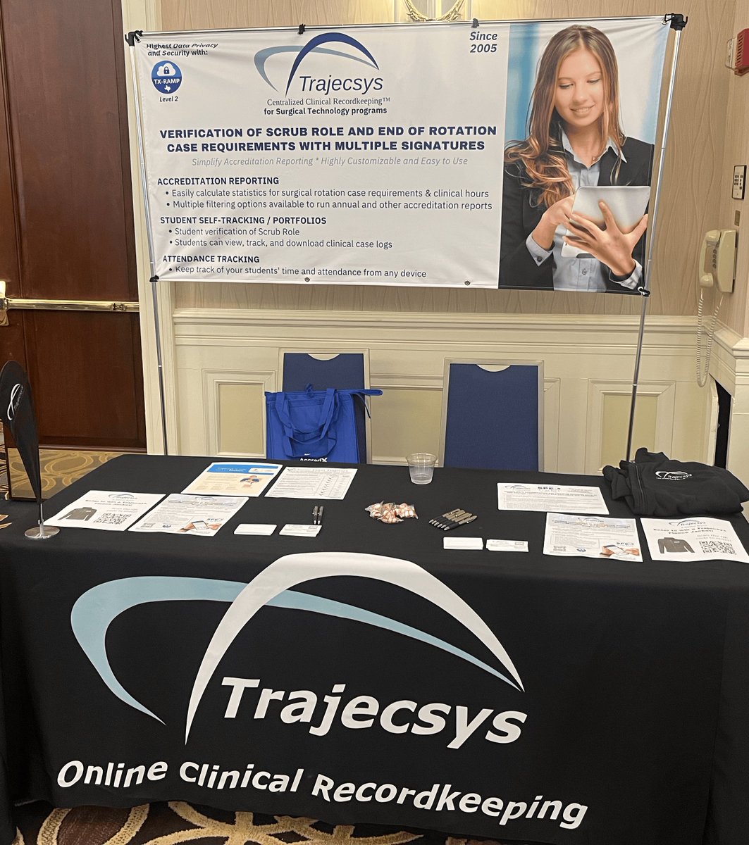trajecsys's tweet photo. We are all set up and ready to go at the AccredX conference! Stop by the Trajecsys booth and enter to win some swag!

#TeamTrajecsys #SurgTech #accredx2025 #clinicalmanagement https://t.co/yRlFWb8M8Z