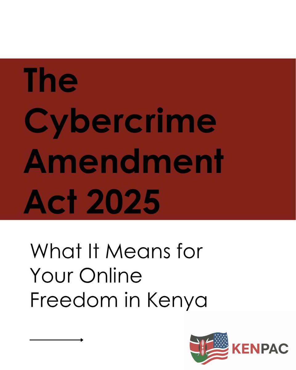KENPAC_OFFICIAL's tweet photo. The Cybercrime Amendment Act 2025 is a bold move, but without proper safeguards, it risks trading our online freedom for a false sense of security. True cyber justice must protect both our digital safety and our right to speak freely.
#DiasporaDecides #KenPAC #KenyansAbroad https://t.co/8aGpUmTS8x