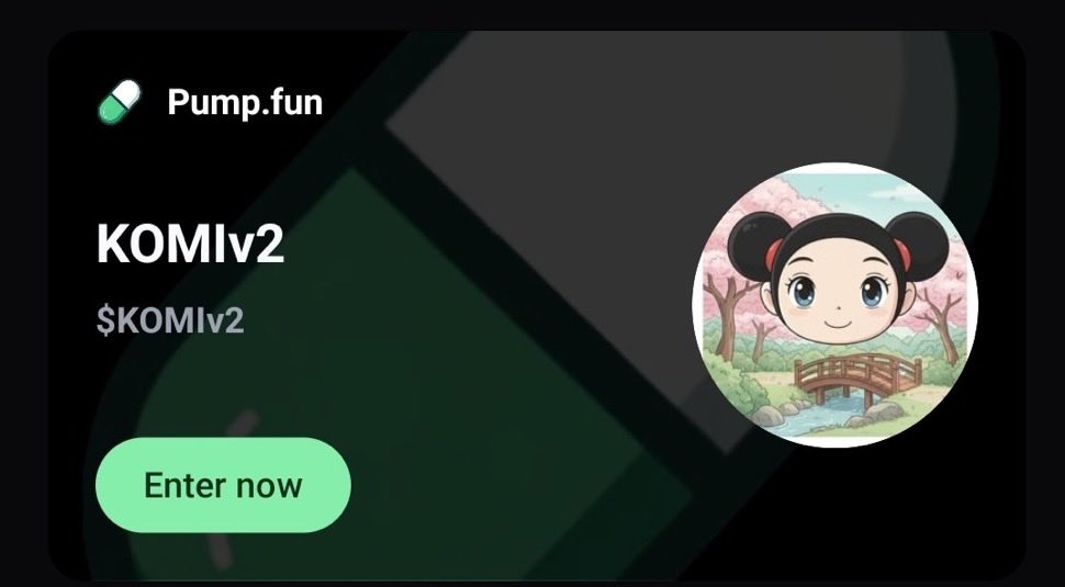 Specialist_005's tweet photo. 🚨 $KOMIv2 IS HERE – LIVE ON PUMPFUN! 🔥

The legendary KOMI rises again, stronger than ever! 💎 Rebuilt with transparency, community love, and pure positive vibes!

💥 Token Deets:
🔹 Name: KOMIv2
🔹 Ticker: $KOMIv2
🔹 Network: Solana (SOL)
🔹 Platform: PumpFun

🚀 Why You'll ❤️ $KOMIv2:
✅ 100% Community-Powered: Zero dev tokens, all for us!
✅ Dedicated Dev: Secured the #1 spot!
🔥 Massive Burn: 50% of tokens burned!
🎁 Community Giveaway: 50% airdropped to loyal holders!
✅ DEX Listing Incoming: Get ready for wider access!
✅ Real Use Case & Epic Roadmap: Exciting things on the horizon!
✅ Day 1 x1000 Potential: Moonshot incoming! 🚀
✅ New Era, Same KOMI Spirit: Let's build something amazing together! ❤️

CA: `4g4cudowi4npsEGDFXdAgjGdXSU9tRidkBGpk3Gipump`

PumpFun Link: 👇 

https://t.co/aXxxjXI3uF