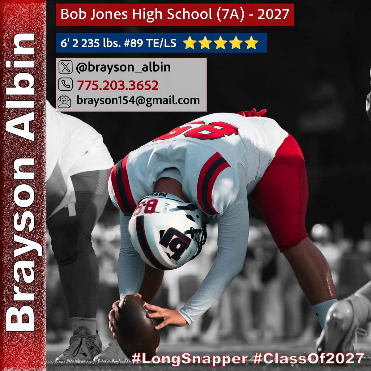 Brayson_Albin's tweet photo. #89 Looking forward to upcoming opportunities! 👀🔥 More work to do! 🎯💪
#RecruitmentOpen #ClassOf2027 #RecruitBJP https://t.co/cFDfsQElB3