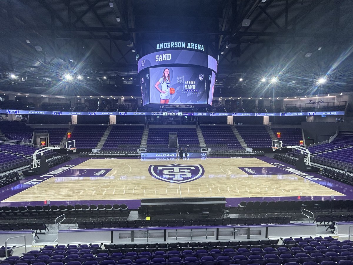 SteveHuls's tweet photo. 🏀 Tomorrow is a historic day for St. Thomas Basketball!

We officially open the Lee and Penny Anderson Arena for basketball as the Tommie Men’s and Women’s teams take on Army.

Schedule
 • Women’s Game: 2:00 PM
 • Purple on the Plaza: 4:30–6:00 
 • Men’s Game: 7:00 PM https://t.co/vBtkSpJ3vN