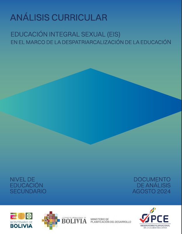 bolivia_opce's tweet photo. 📷 Nuevo documento disponible en nuestra página web
“Análisis Curricular: Educación Integral Sexual (EIS) en el marco de la despatriarcalización de la educación”, 
📷 Descarga el documento completo en 📷 https://t.co/EHsYTPl3sD
#OPCE #MinisterioDePlanificacionDelDesarrollo https://t.co/G7RGz3yC9i