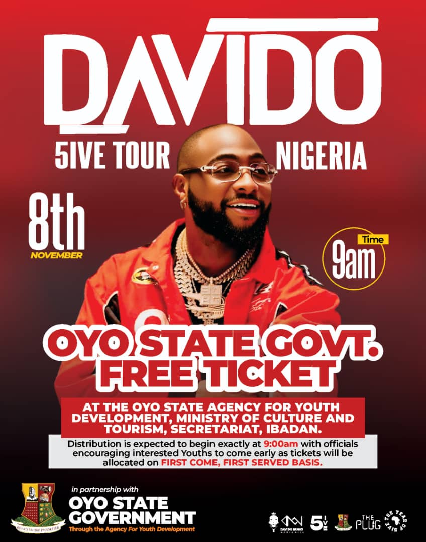 OloreAkin's tweet photo. Makinde Provides Thousands of Free Tickets for Oyo Youths Ahead of Davido’s 5ive Tour https://t.co/VrbSleKBLI