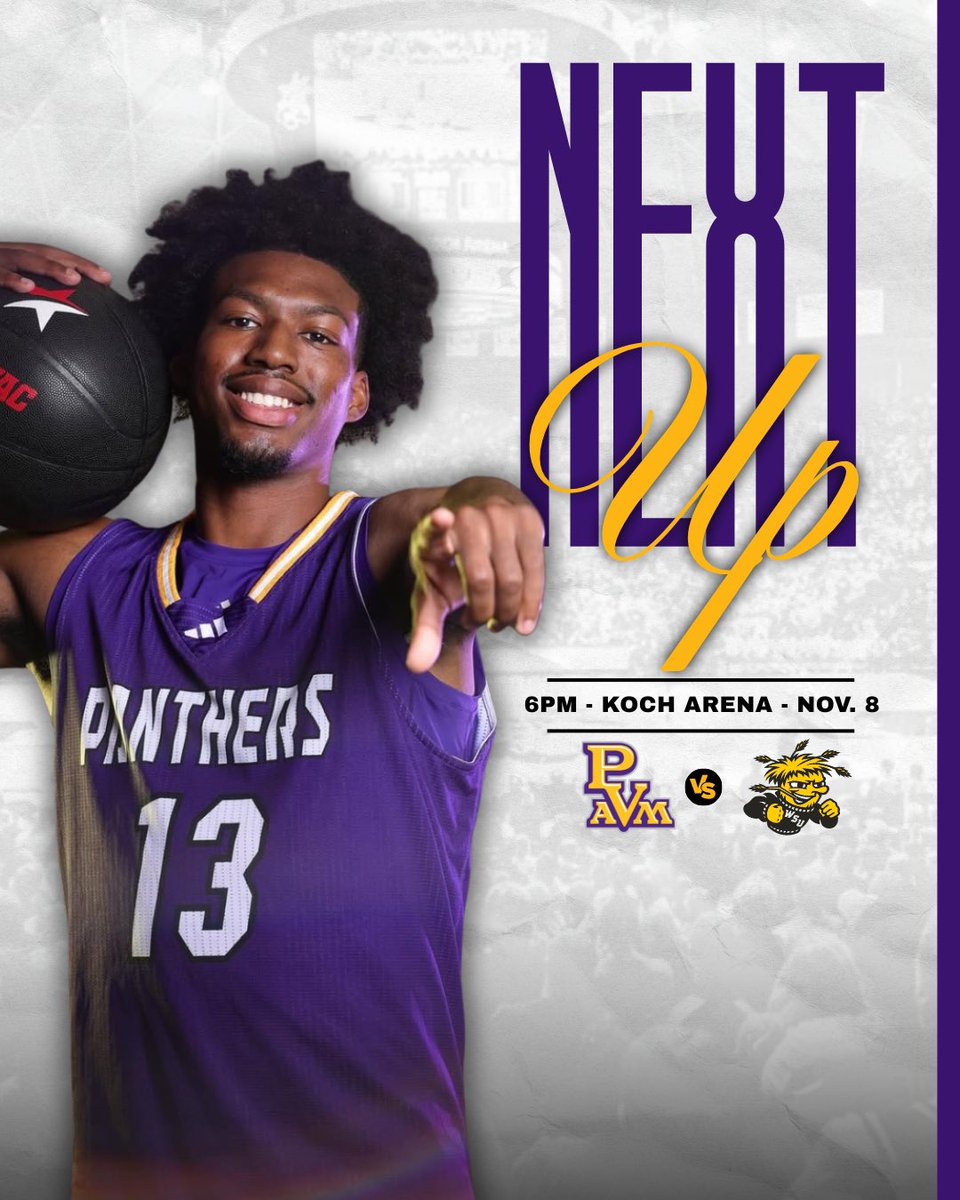 PVAMU_MBB's tweet image. Locked in. Game 3 is on the horizon 🏀 

📅 November 8th
🆚 Wichita State
🏟️ Charles Koch Arena
⏰ 6PM [CT]
📺 ESPN+

 #PantherPride | #PvamuMBB