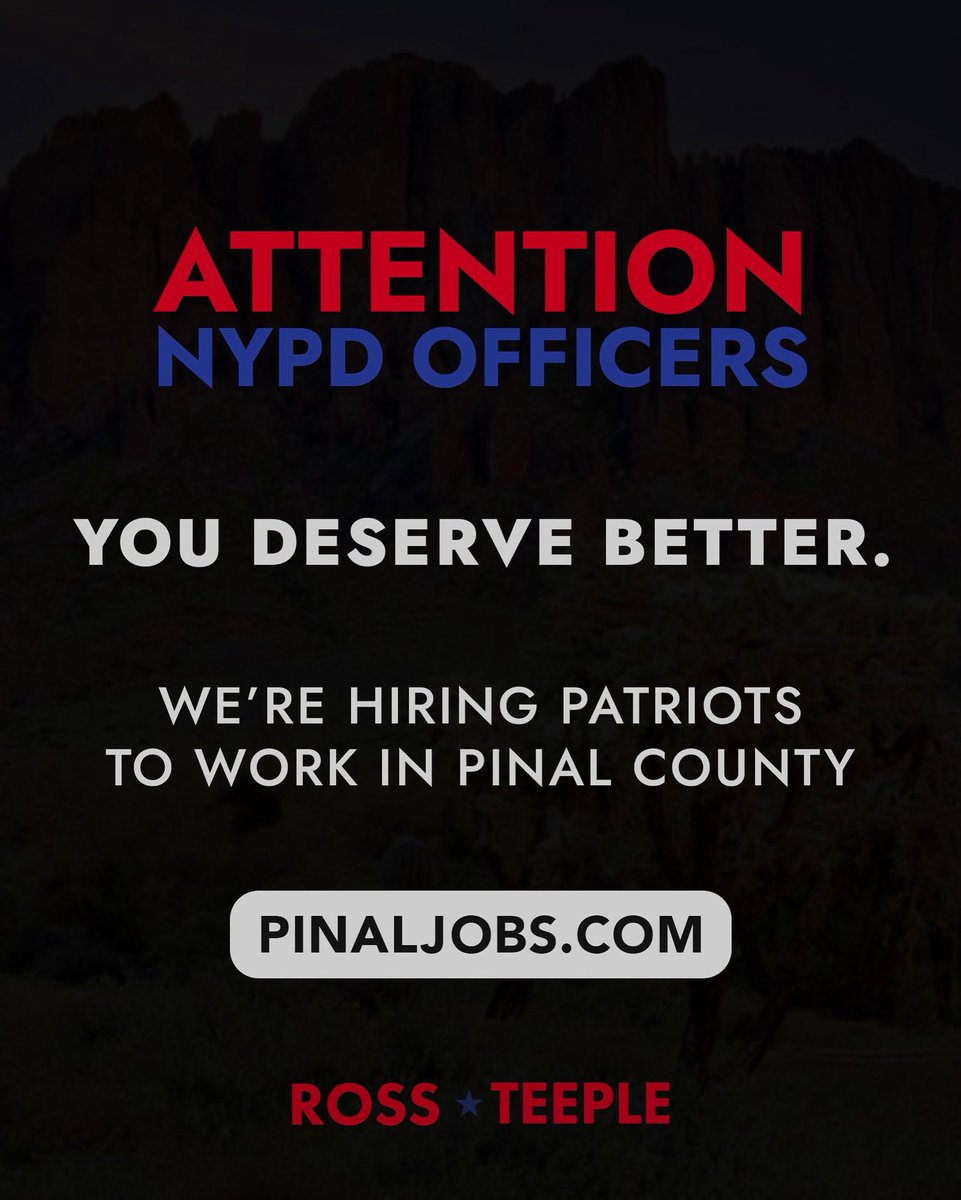 I have a message for the officers of the New York Police Department. Do you want to work in a community that supports you? Do you want to work for a leader that follows the Constitution? We are always accepting lateral applicants. Check out PinalJobs.com