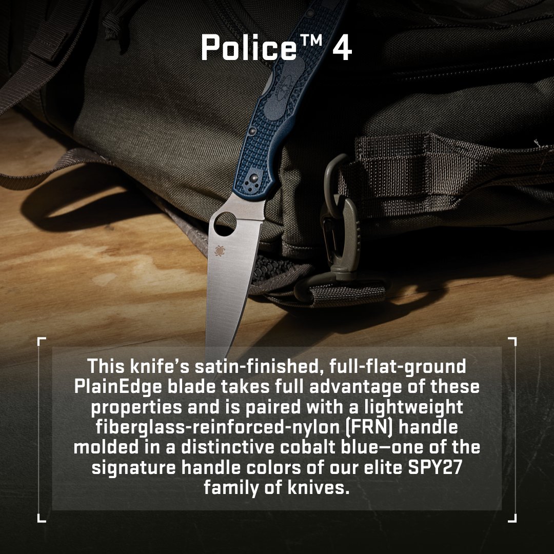 SportsandGadget's tweet image. 🔵 Spyderco Police 4 Lightweight CPM SPY27
Lighter. Tougher. Sharper.⚡

🧬CPM SPY27 steel
 🪶  FRN handle (21% lighter)
🔒Back lock | 🔁 4-way clip
💙Cobalt blue finish | 🇯🇵 Made in Japan

👉 sports-and-gadgets.com/collections/ne…

#Spyderco #EDC #KnifeCollectors #SportsAndGadgets #Wearable4U