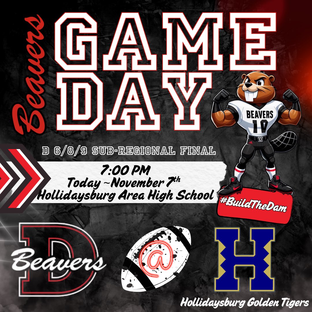 DASDBeavers's tweet photo. Championship Game Day!
β
The Beavers Head To Hollidaysburg For The 5A Regional Championship Game.
β
Letβs Cheer Em On As They Make A Push For The State Playoffs.
β
Be All In!
β
#StandardsOverShortcuts #BuildTheDam #AllIn https://t.co/hXWC6OEY2A