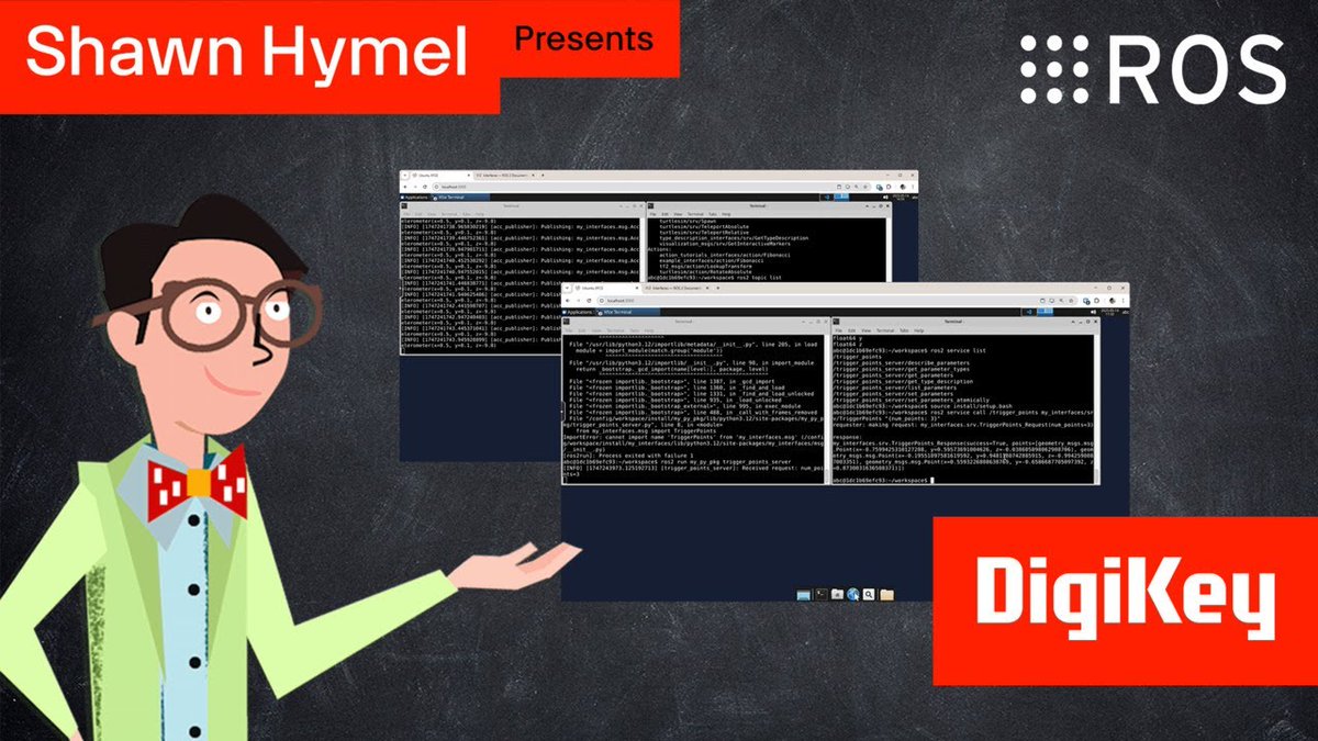 ShawnHymel's tweet image. New #ROS video 📺 ROS messages require strongly typed, explicit types for the data being passed back and forth. While it comes with some message types out of the box, you can define your own with interfaces.
👇
Link in replies

#robotics #programming #embedded @OpenRoboticsOrg